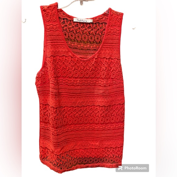 Solitaire coral color crocheted lined top size large - Picture 1 of 6